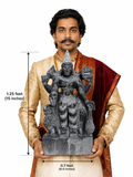 Hand-carved 1.25 ft Budha Bhagavan Navagraha statue in natural stone, product view 6 highlighting the planetary deity form and carved details.