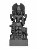 Hand-carved 1.25 ft Chandra Bhagavan statue in natural stone, product view 1 highlighting the Navagraha form and carved details.