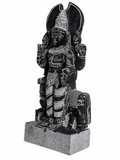 Hand-carved 1.25 ft Chandra Bhagavan statue in natural stone, product view 4 highlighting the Navagraha form and carved details.