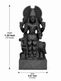 Hand-carved 1.25 ft Chandra Bhagavan statue in natural stone, product view 5 highlighting the Navagraha form and carved details.