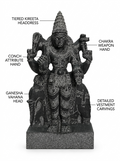 Hand-carved 1.25 ft Guru Bhagavan Navagraha statue in natural stone, product view 2 highlighting the planetary deity form and carved details.