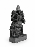 Hand-carved 1.25 ft Guru Bhagavan Navagraha statue in natural stone, product view 4 highlighting the planetary deity form and carved details.