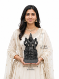 Hand-carved 1.25 ft Guru Bhagavan Navagraha statue in natural stone, product view 6 highlighting the planetary deity form and carved details.