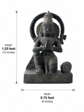Hand-carved 1.25 ft Hanuman statue in natural stone, product view 5 highlighting the sculpture and carved details.