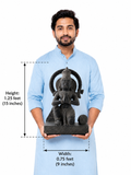 Hand-carved 1.25 ft Hanuman statue in natural stone, product view 6 highlighting the sculpture and carved details.