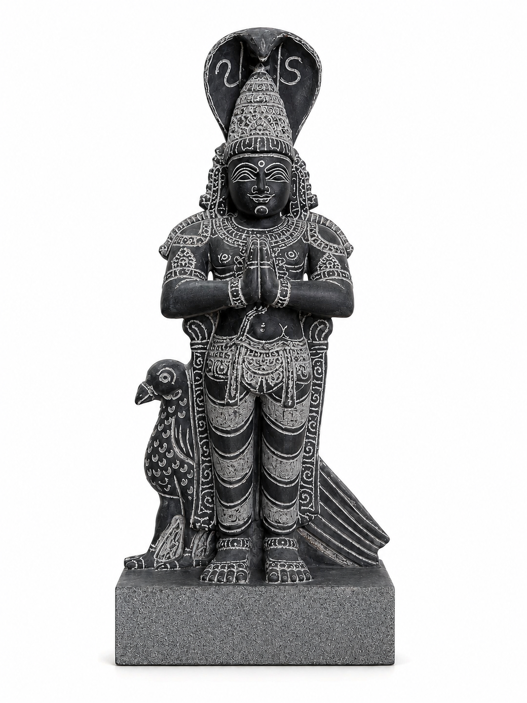 Hand-carved 1.25 ft Ketu Bhagavan statue in natural stone, product view 1 highlighting the Navagraha form and carved details.
