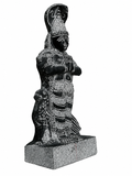 Hand-carved 1.25 ft Ketu Bhagavan statue in natural stone, product view 3 highlighting the Navagraha form and carved details.