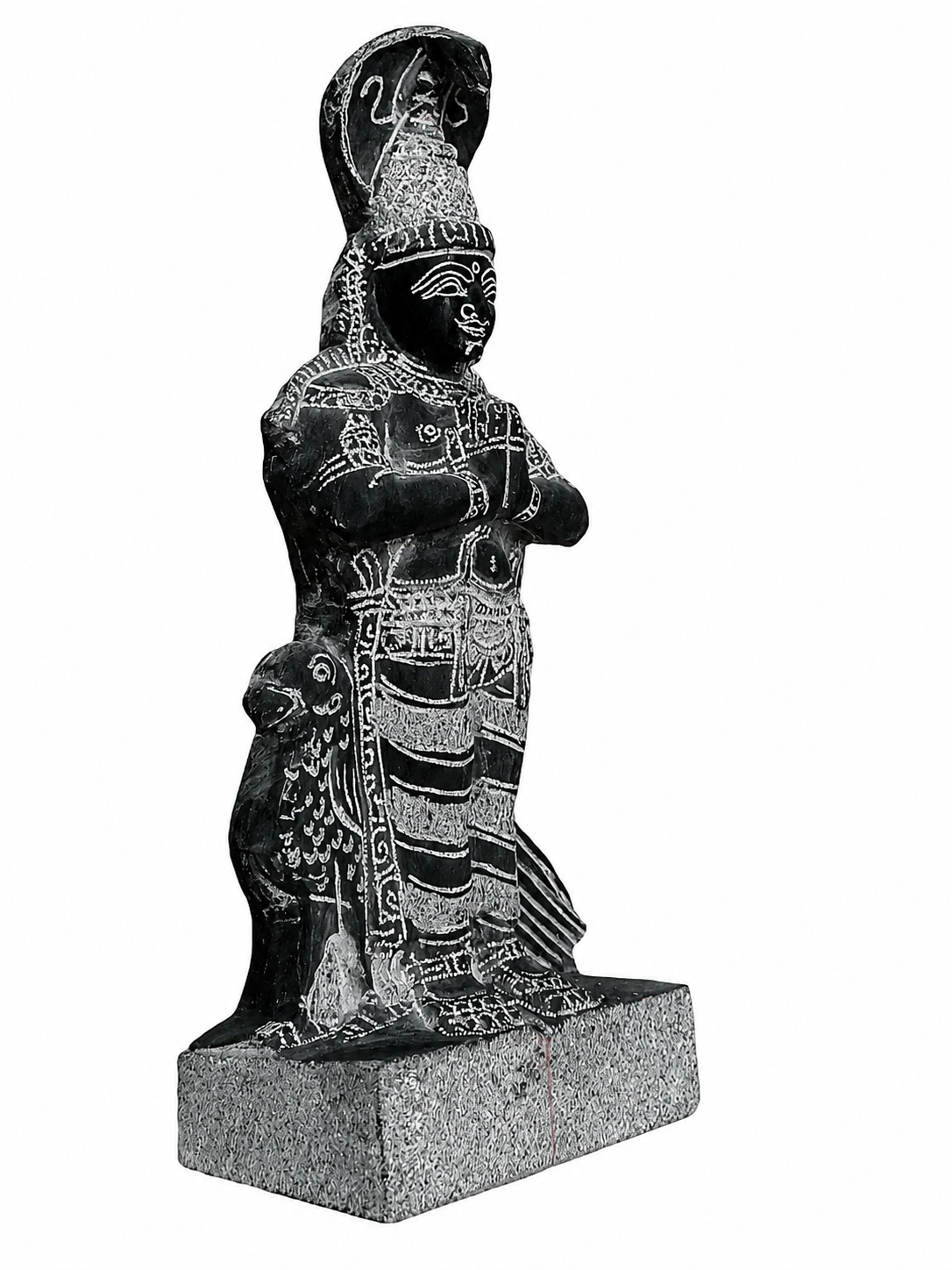 Hand-carved 1.25 ft Ketu Bhagavan statue in natural stone, product view 3 highlighting the Navagraha form and carved details.