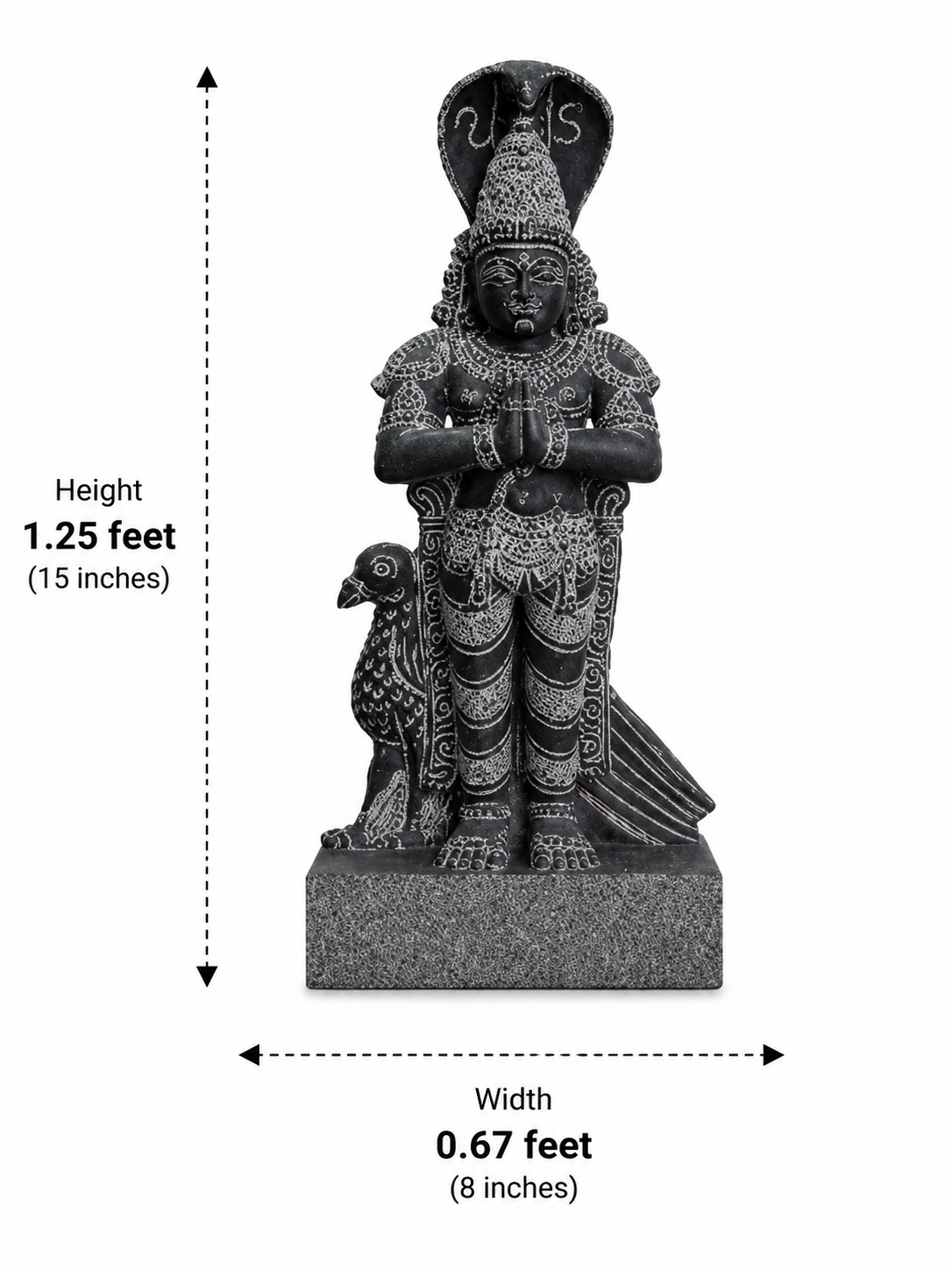 Hand-carved 1.25 ft Ketu Bhagavan statue in natural stone, product view 5 highlighting the Navagraha form and carved details.