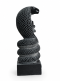 Hand-carved 1.25 ft Naga Shiva Lingam statue in natural stone, product view 4 highlighting the serpent and lingam form.