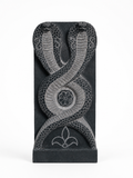Hand-carved 1.25 ft Nagaraja and Nagini serpent pair in natural stone, product view 1 highlighting the paired figures and carved details.