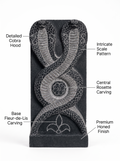 Hand-carved 1.25 ft Nagaraja and Nagini serpent pair in natural stone, product view 2 highlighting the paired figures and carved details.