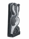 Hand-carved 1.25 ft Nagaraja and Nagini serpent pair in natural stone, product view 3 highlighting the paired figures and carved details.