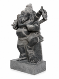 Hand-carved 1.25 ft Nritya Ganesha statue in natural stone, product view 3 highlighting the dancing pose and carved details.
