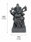 Hand-carved 1.25 ft Nritya Ganesha statue in natural stone, product view 5 highlighting the dancing pose and carved details.