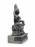 Hand-carved 1.25 ft Parvati Devi statue in natural stone, product view 3 highlighting the sculpture and carved details.