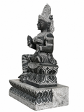 Hand-carved 1.25 ft Parvati Devi statue in natural stone, product view 4 highlighting the sculpture and carved details.