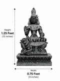 Hand-carved 1.25 ft Parvati Devi statue in natural stone, product view 5 highlighting the sculpture and carved details.