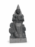 Hand-carved 1.25 ft Rahu Bhagavan statue in natural stone, product view 1 highlighting the Navagraha form and carved details.