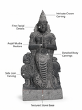 Hand-carved 1.25 ft Rahu Bhagavan statue in natural stone, product view 2 highlighting the Navagraha form and carved details.