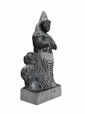 Hand-carved 1.25 ft Rahu Bhagavan statue in natural stone, product view 3 highlighting the Navagraha form and carved details.