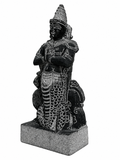 Hand-carved 1.25 ft Rahu Bhagavan statue in natural stone, product view 4 highlighting the Navagraha form and carved details.