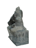 Hand-carved 1.25 ft Saraswathi Devi statue in natural stone, product view 4 highlighting the sculpture and carved details.