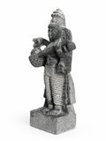 Hand-carved 1.25 ft Saraswati statue in natural stone, product view 4 highlighting the goddess form and carved details.