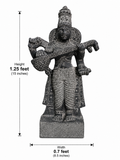 Hand-carved 1.25 ft Saraswati statue in natural stone, product view 5 highlighting the goddess form and carved details.