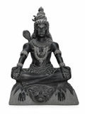 Hand-carved 1.25 ft Shiva statue in natural stone, product view 1 highlighting the yogic form and carved details.