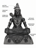 Hand-carved 1.25 ft Shiva statue in natural stone, product view 2 highlighting the yogic form and carved details.