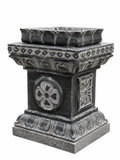 Hand-carved 1.3 ft Ornate Carved Stone Pedestal in natural Charnockite stone, product view 3 showing the sculpture and carved details.