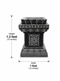 Hand-carved 1.3 ft Ornate Carved Stone Pedestal in natural Charnockite stone, product view 4 showing the sculpture and carved details.