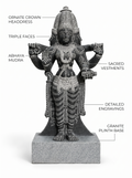 Hand-carved 1.5 ft Brahmi statue in natural stone, product view 2 highlighting the Sapta Matrika form and carved details.
