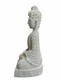 Hand-carved 1.5 ft Buddha statue in natural stone, product view 4 highlighting the meditative form and carved details.