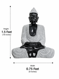 Hand-carved 1.5 ft Buddha statue in natural stone, product view 5 highlighting the meditative form and carved details.