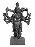 Hand-carved 1.5 ft Kali Amman statue in natural stone, product view 1 highlighting the sculpture and carved details.