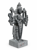 Hand-carved 1.5 ft Kali Amman statue in natural stone, product view 3 highlighting the sculpture and carved details.