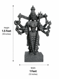 Hand-carved 1.5 ft Kali Amman statue in natural stone, product view 5 highlighting the sculpture and carved details.