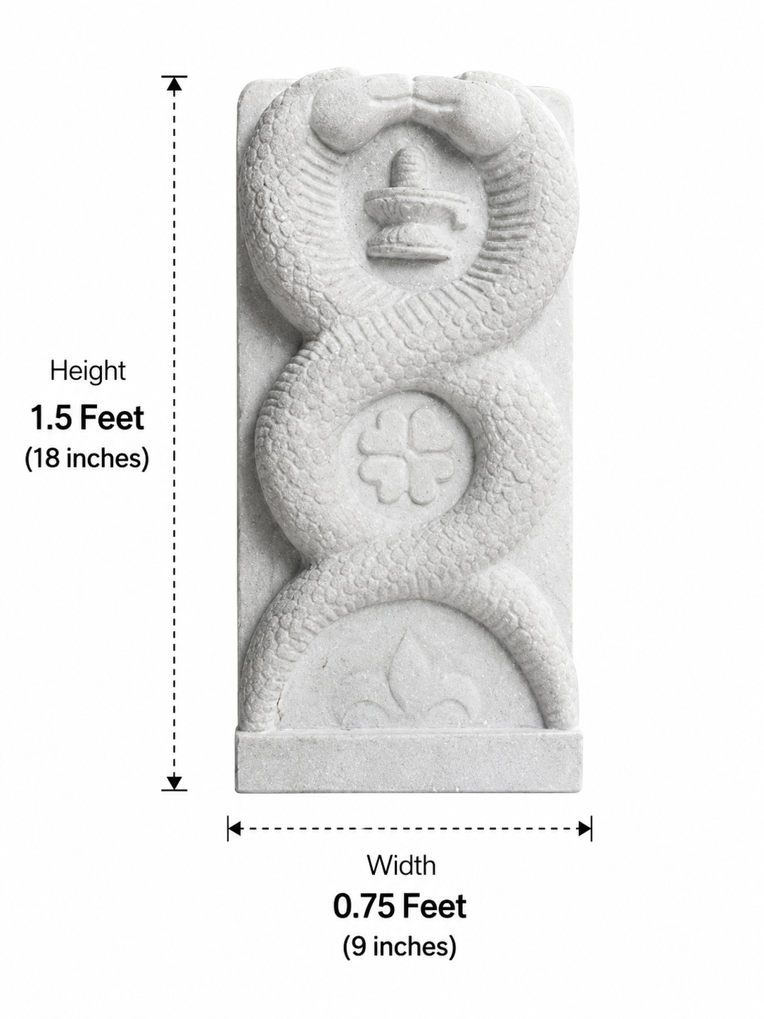 Hand-carved 1.5 ft Naga Lingam or Sarpa Lingam statue in natural stone, product view 5 highlighting the serpent and lingam form.