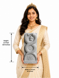 Hand-carved 1.5 ft Naga Lingam statue in polished black stone shown beside an adult model for scale with measurements.