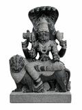 Hand-carved 1.5 ft Pratyangira Devi statue in natural stone, product view 1 highlighting the goddess form and carved details.