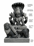 Hand-carved 1.5 ft Pratyangira Devi statue in natural stone, product view 2 highlighting the goddess form and carved details.