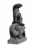 Hand-carved 1.5 ft Pratyangira Devi statue in natural stone, product view 3 highlighting the goddess form and carved details.