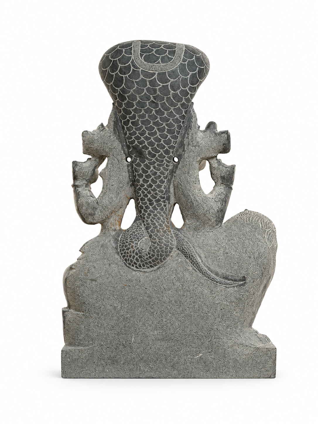 Hand-carved 1.5 ft Pratyangira Devi statue in natural stone, product view 4 highlighting the goddess form and carved details.