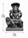 Hand-carved 1.5 ft Pratyangira Devi statue in natural stone, product view 5 highlighting the goddess form and carved details.
