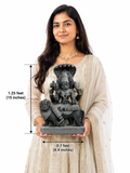 Hand-carved 1.5 ft Pratyangira Devi statue in natural stone, product view 6 highlighting the goddess form and carved details.