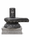 Hand-carved 1.5 ft Shiva Lingam statue in natural stone, product view 1 highlighting the sacred form and carved details.