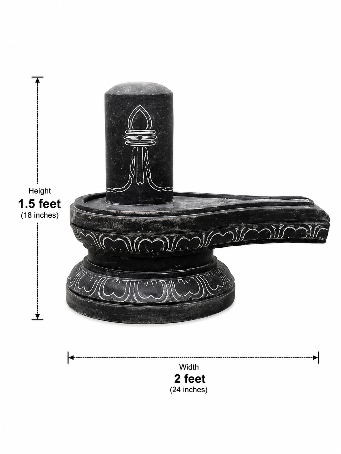 Hand-carved 1.5 ft Shiva Lingam statue in natural stone, product view 4 highlighting the sacred form and carved details.