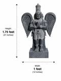 Hand-carved 1.75 ft Garuda Bhagavan statue in natural stone, product view 5 highlighting the sculpture and carved details.